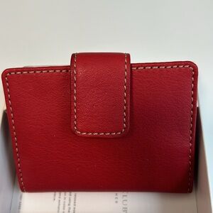 Charter Club Genuine Red Leather Card Case w/ID Window